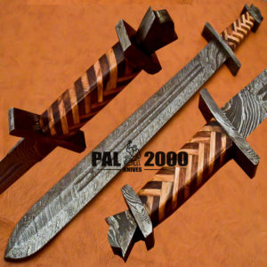 Viking Sword - Custom Made Damascus Steel Sword with Sheath 003
