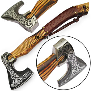 Axe - Custom Handmade Stainless Steel Viking Axe, Gorgeous - Solid Wood Handle - Ax - 9897