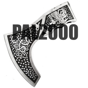 Axe - Custom Handmade Stainless Steel Viking Head Axe only, Gorgeous Ax - Ax Head with Leather Sheath 2002