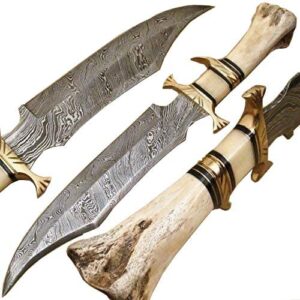 Custom Knives - Camel Bone Handle - Handmade Damascus Steel, Knife, 9871