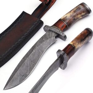 Custom Knives - Color Camel Bone Handle - Handmade Damascus Steel, Knife, 9823