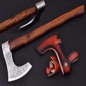 Axe - Custom Handmade Stainless Steel Viking Axe Gorgeous - Solid Wood Handle - Ax - 9875