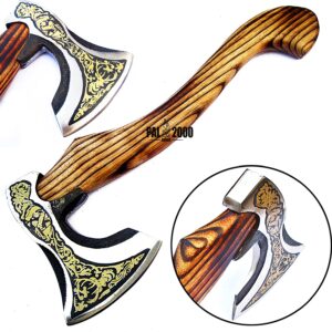 Axe - Custom Handmade Stainless Steel Viking Axe Gorgeous - Solid Wood Handle - Ax - 9966
