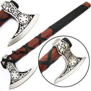 Axe - Custom Handmade Stainless Steel Viking Axe Gorgeous - Solid Wood Handle - Ax - 9964