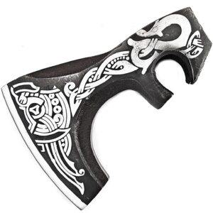 Axe - Custom Handmade - High Carbon Stainless Steel - Viking Head Axe Only - Gorgeous Ax - Axe Head with Leather Sheath (2001)