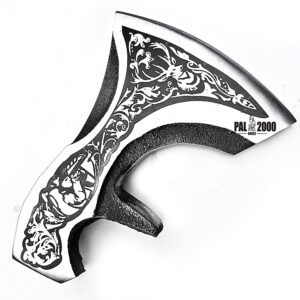 PAL 2000 HUNTING KNIVES Axe - Custom Handmade Stainless Steel Viking Head Axe only Gorgeous - Ax - with Leather Sheath, 9962, Brown and silver, Cutting Edge 5.3 Inch and Length 7 Inch
