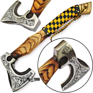 Axe - Custom Handmade Stainless Steel Viking Axe Gorgeous - Solid Wood Handle - Ax - 9882