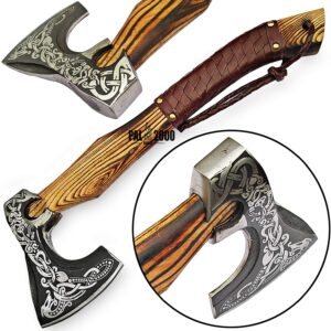 Axe - Custom Handmade Stainless Steel Viking Axe Gorgeous - Solid Wood Handle - Ax - 9897