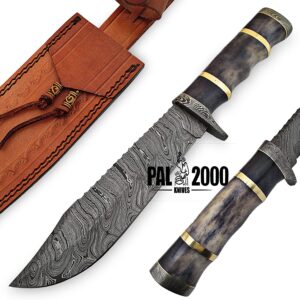Custom Knives - Color Camel Bone Handle - Handmade Damascus Steel, Knife, 9787