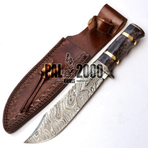 Damascus Knives - Color Camel Bone Handle Hunting Bowie Knife 9787