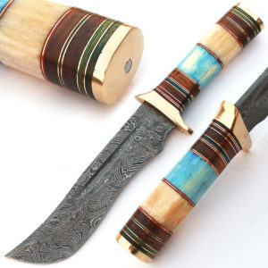 Damascus Handmade Knives - Custom Made Hunting Knife Sheath 8935