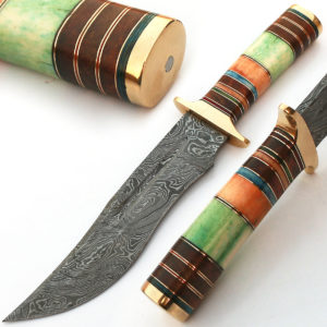 Damascus Handmade Knives - Custom Made Hunting Knife Sheath 8936