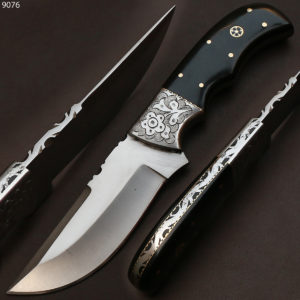 Knife - Custom Made D2 Steel Skinner Knife with Sheath 9076