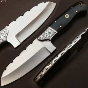 Knife - Custom Made D2 Steel Skinner Knife with Sheath 9077
