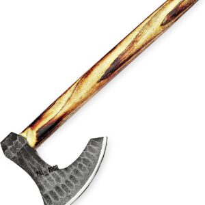 Custom Handmade Viking Hatchet Axe Carbon Steel Head Bearded Camping Tomahawk Battle Ax with Sheath Ideal Gift for Men 2038