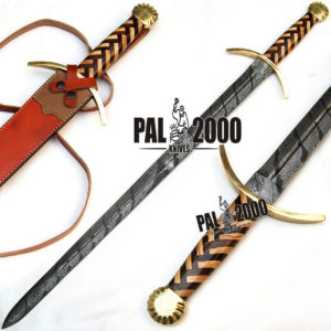Damascus Knives - Custom Made Damascus Steel Sword Knife 9539